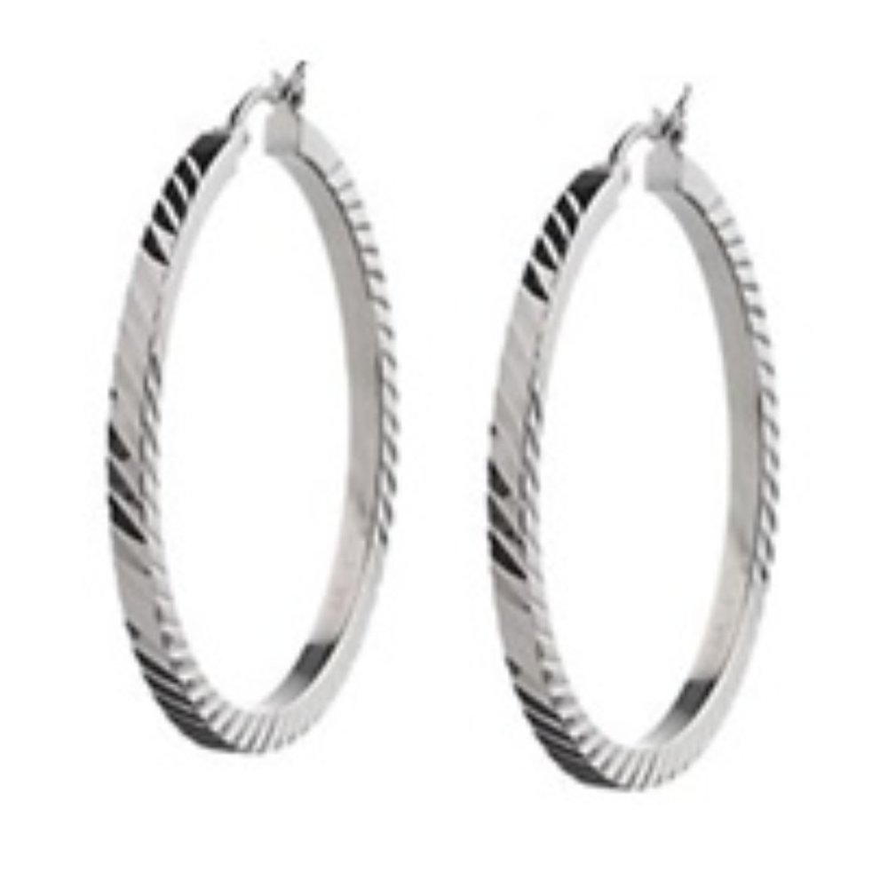 NWOT Sterling 1-3/4" Hoops - Diamond Cut